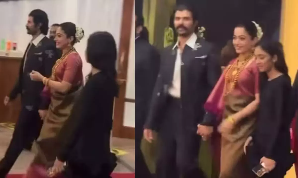 కొడవ స్టైల్‌లో రష్మిక చీర కట్టు.. కూర్క్ రిసెప్షన్ లో విజయ్‌తో రొమాంటిక్ ఎంట్రీ..!