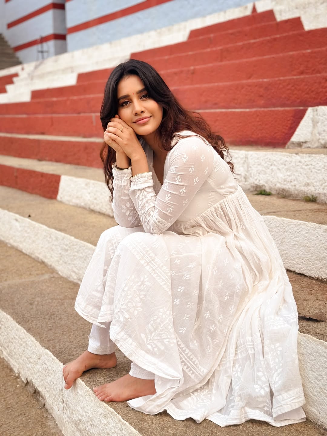 Nabha Natesh Looks Divine at Vidyashankara Temple Photoshoot