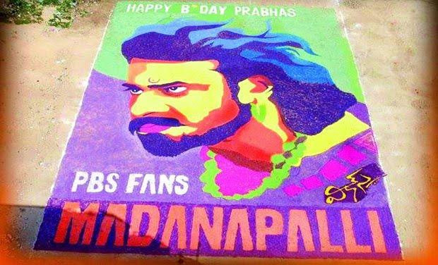 Prabhas gets 100 Feet Salt Art Painting