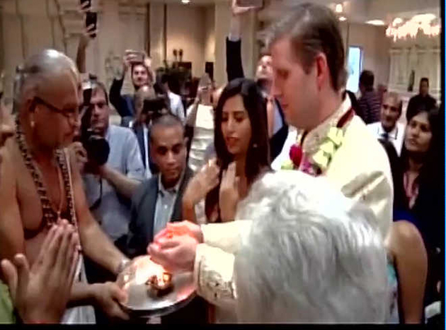 Trumps Son visit Hindu Temple for Victory