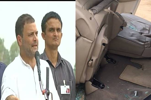 గుజ‌రాత్ లో రాహుల్ కారుపై రాళ్ల దాడి!