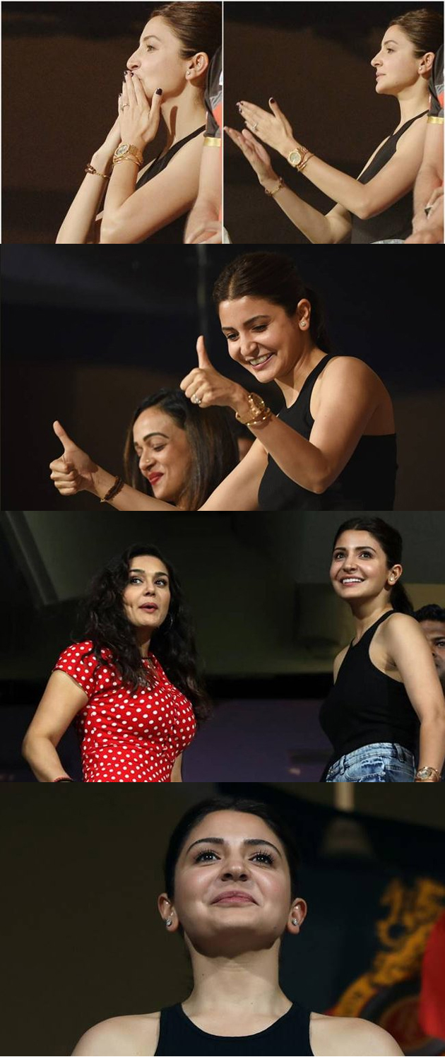 Anushka Sent Flying Kisses For His Catch