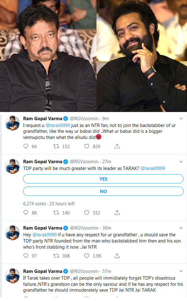 ఆర్జీవీ సంచలనం..టీడీపీ పగ్గాలు ఎన్టీఆర్ చేపట్టాల్సిందేనట