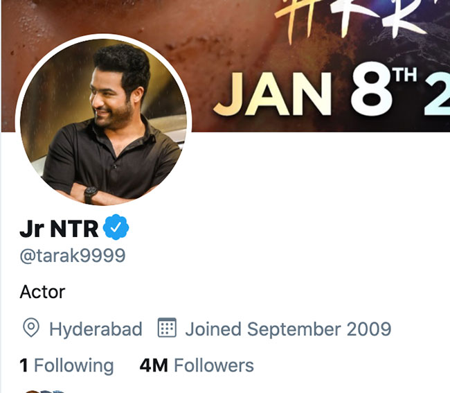 ట్విట్టర్ లో అరుదైన రికార్డ్ సాధించిన ఎన్టీఆర్...!