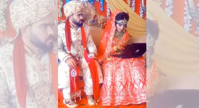 Bride Working On Laptop Takes Social Media By Storm Bride Working On Laptop Takes Social Media By Storm