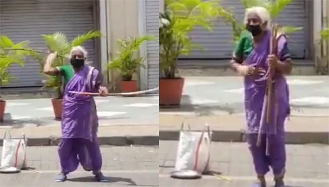 కరోనా కన్నీటి కష్టాలు..ఆకలి తీర్చుకోవడానికి  కర్ర తిప్పుతున్న బామ్మ!