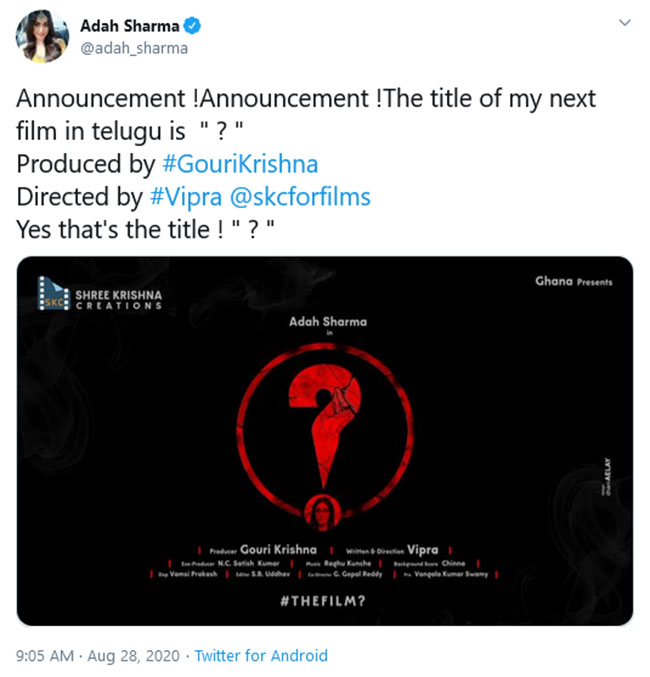 Adah Sharmas Next Film Leaves The Fans Stunned