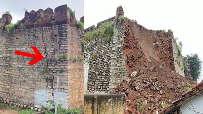 Over 3 Centuries-Old Historic Structure Collapsed In Telangana With Heavy Rains