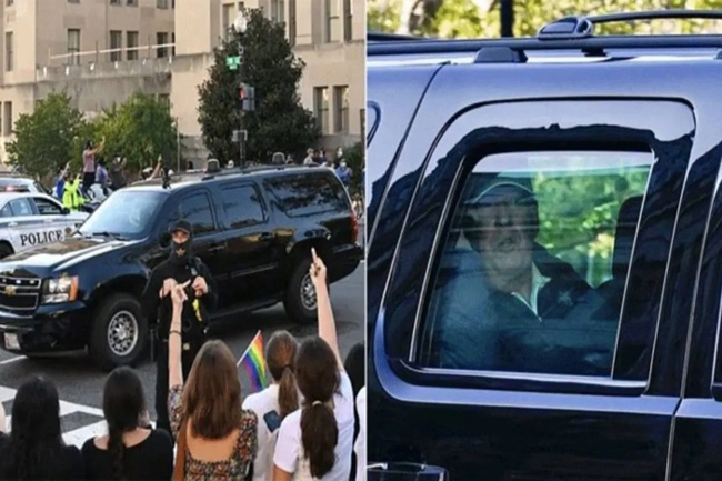 ట్రంప్ కి ఘోర అవమానం ...  మిడిల్ ఫింగర్ చూపిస్తూ హేళన !