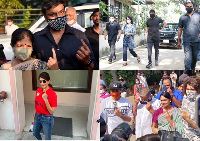 జీహెచ్‌ఎంసీ ఎన్నికల్లో ఓటు వేసిన సినీ ప్రముఖులు