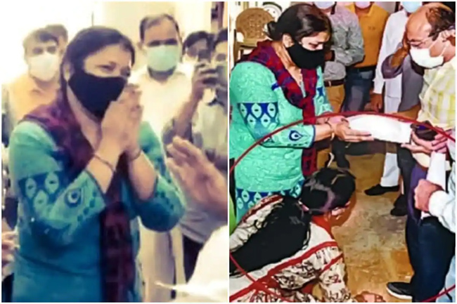 Kin of Covid-19 patients request CMO to provide Remdesivir by touching his feet!