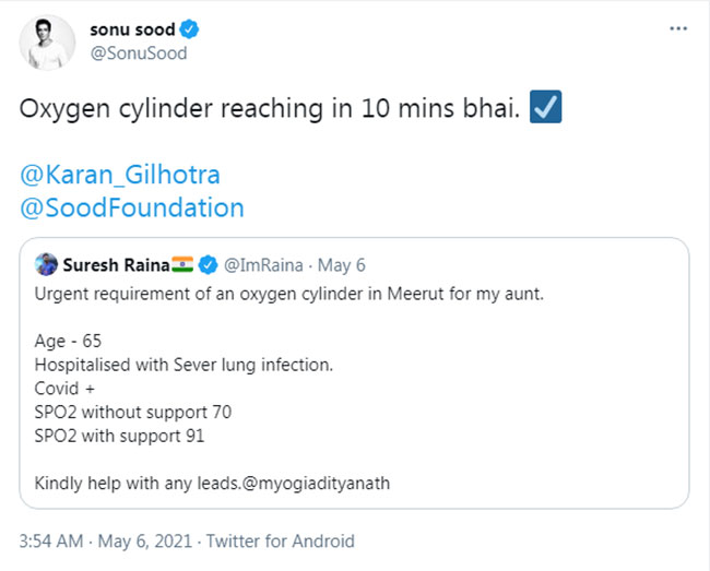 అడిగిన 10 నిమిషాల్లోనే సాయం.. సూపర్‌ హీరో సోనూసూద్‌