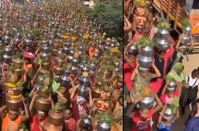 కరోనా భాద తొలగడానికి 500 మంది అమ్మవారికి ..వీడియో వైరల్ !