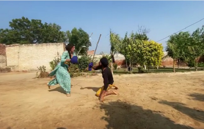 Sivagami Undergoing Sword Training In Between Shots!
