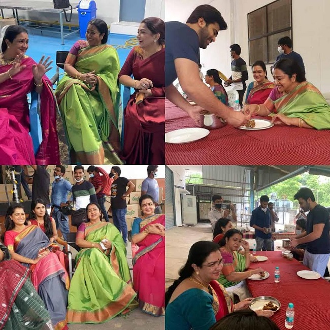Sharwanand brings veteran actresses together for lunch on sets