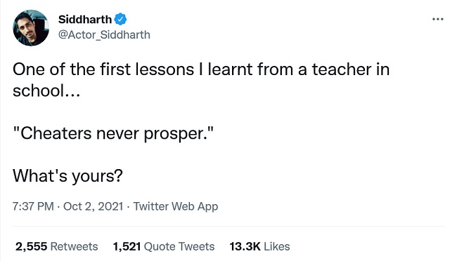 మోసగాళ్లు ఎప్పటికీ బాగుపడరు: సిద్దార్థ్ మోసగాళ్లు ఎప్పటికీ బాగుపడరు: సిద్దార్థ్