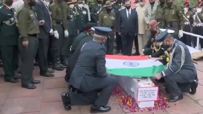 Bipin Rawat laid to rest in Brar Square in Delhi cantonment