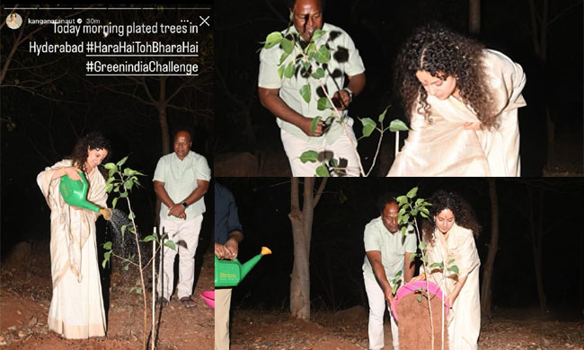 Bollywood actress Queen Padma Shree kangana ranaut participated in Green India Challenge..