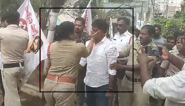Shocking: Janasena Leader Slapped By CI!
